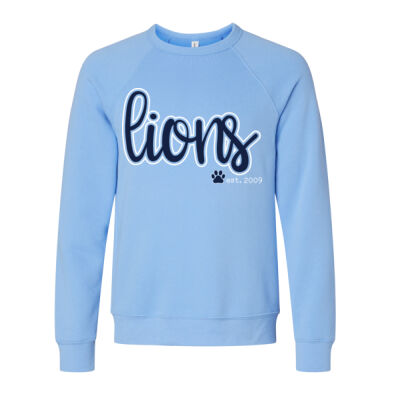 Cursive Lions  - Unisex Sponge Fleece Raglan Sweatshirt Thumbnail