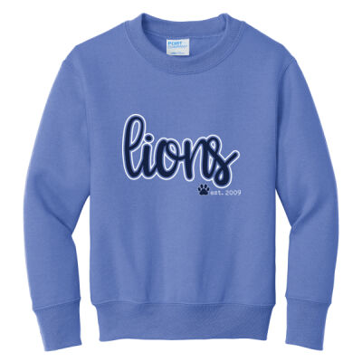 Cursive Lions  - Youth Core Fleece Crewneck Sweatshirt Thumbnail
