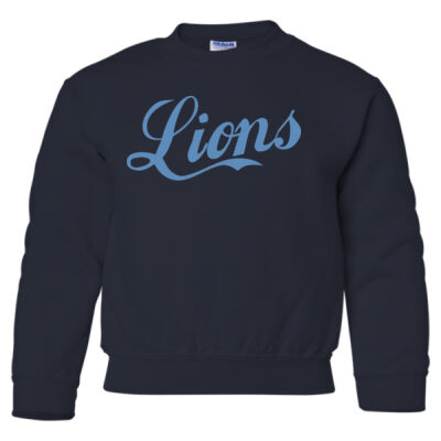Retro Cursive Lions  - Heavy Blend Youth Crewneck Sweatshirt Thumbnail