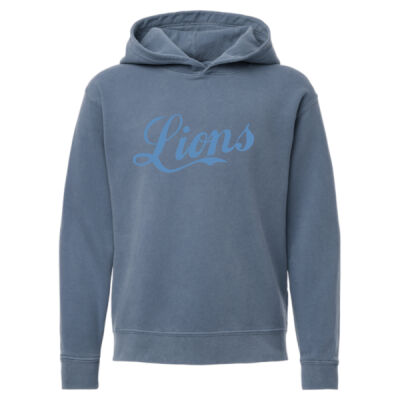 Retro Cursive Lions  - Garment-Dyed Youth Lightweight Fleece Hooded Sweatshirt Thumbnail