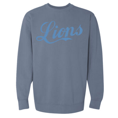 Retro Cursive Lions  - Garment Dyed Ringspun Crewneck Sweatshirt Thumbnail
