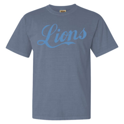 Retro Cursive Lions  - Garment Dyed Heavyweight Ringspun Short Sleeve Shirt Thumbnail